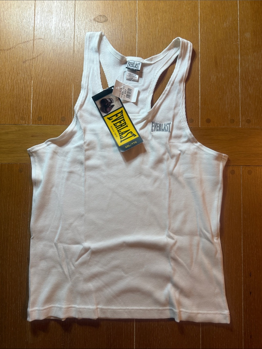 Men’s Everlast White Ribbed Athletic Racerback Tank XXL